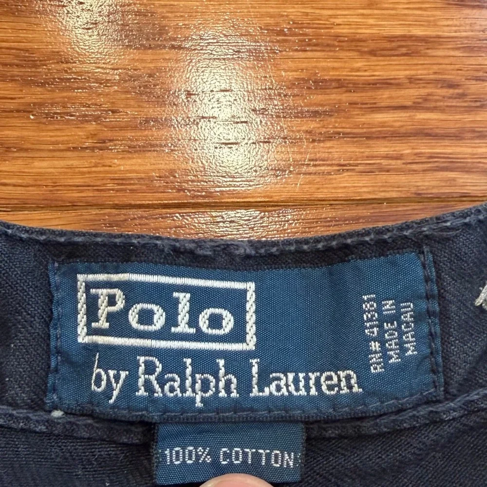 Vintage Polo Ralph Lauren Chino Shorts Mens 36 Navy Buckle Back Military Utility